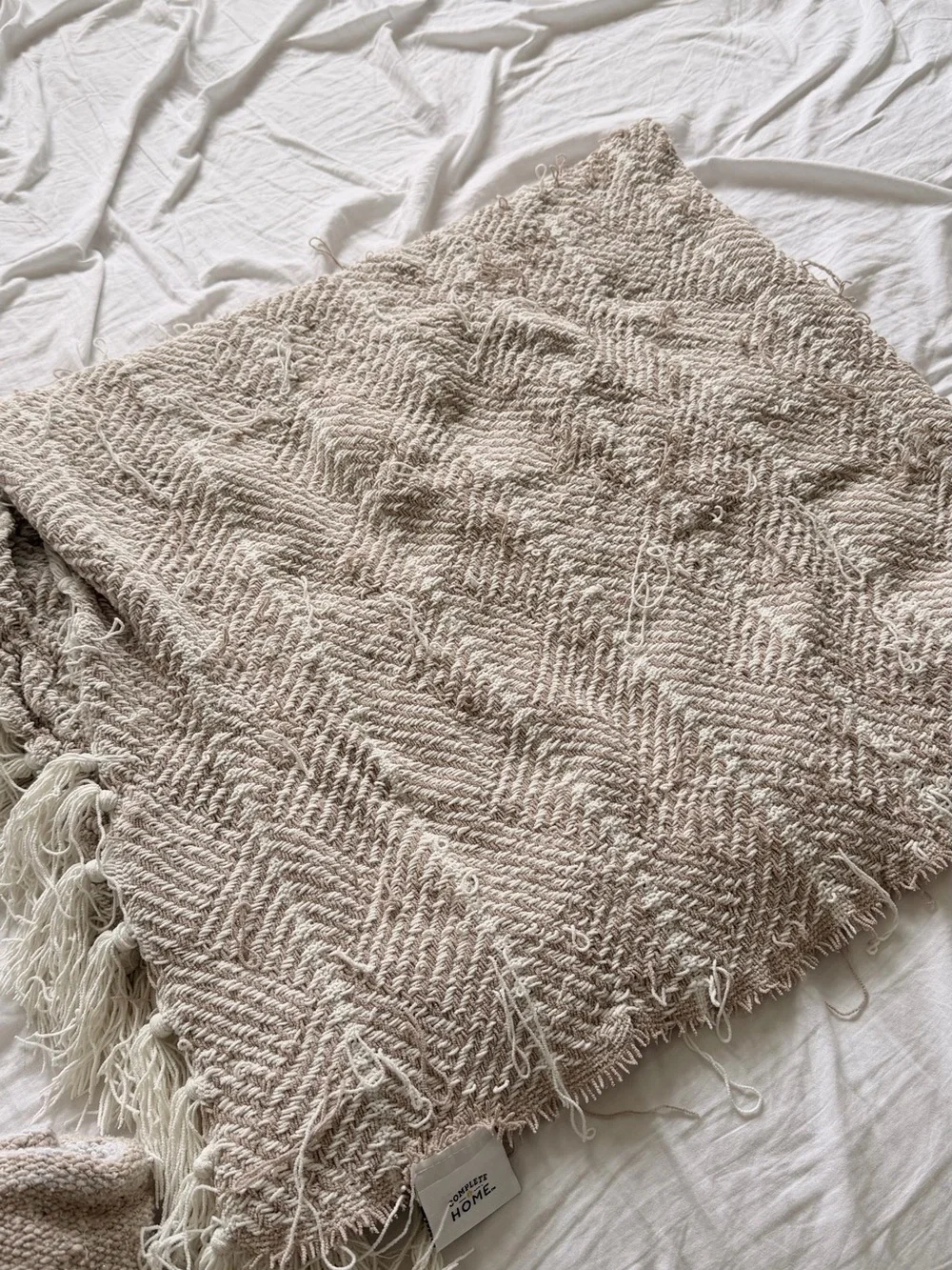 Complete Home Woven Herringbone Fringe Throw Blanket